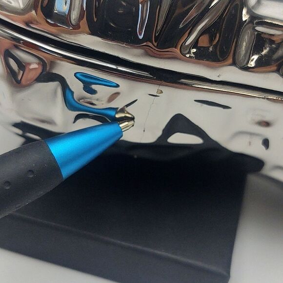 Unique Chrome Finish Ceramic Peanut Lidded Trinket Box - Silver - Picture 10 of 13